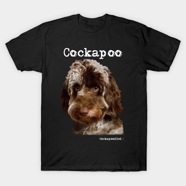 Brown and White Merle Cockapoo / Spoodle Doodle Dog T-Shirt by WoofnDoodle 